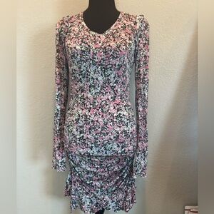 Isabel Marant Floral Long Sleeve Dress - Pink and Black Size 40